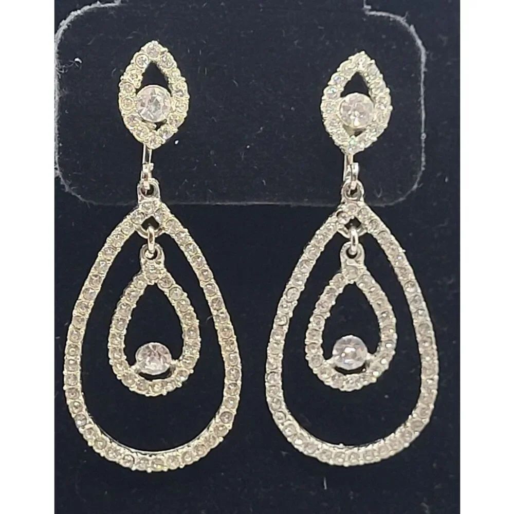 Vintage Clip On Fashion Chandellier Drop Earrings 2.5in